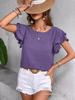 Women's Summer Double-layer Ruffled Sleeve Round Neck Pullover T-shirt