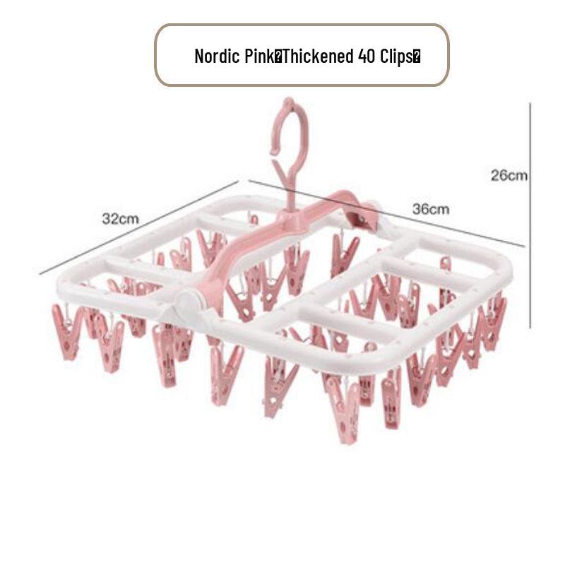40-Clip Windproof Sock & Underwear Drying Rack with Multi-Clip Hanger