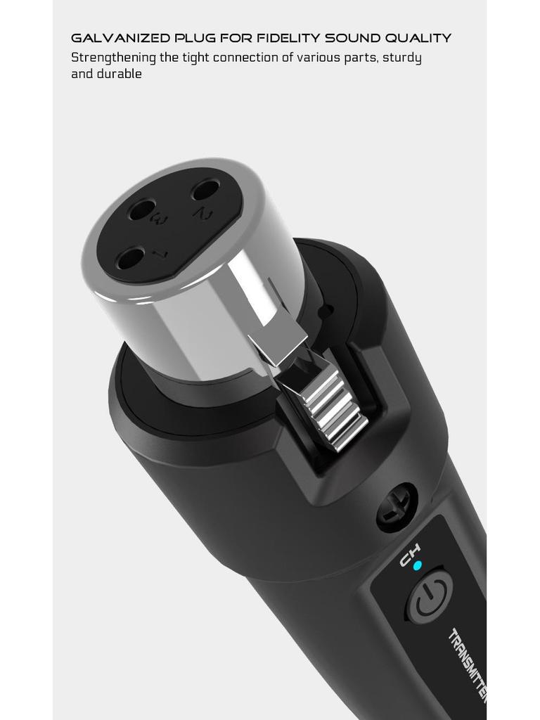 Wireless System Power Amplifier with Transmitter, Receiver, Dynamic Microphone, and Condenser for Musical Instruments.