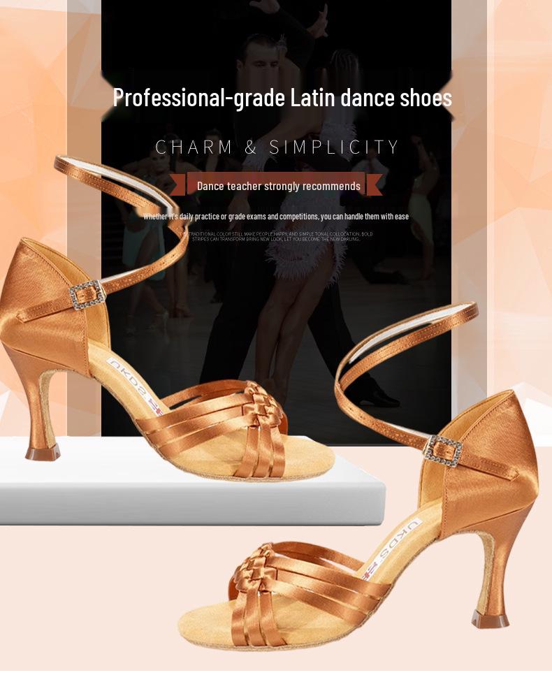 8460 UKDS Damen-Tanzschuhe mit mittelhohem Absatz für Rumba und Cha Cha