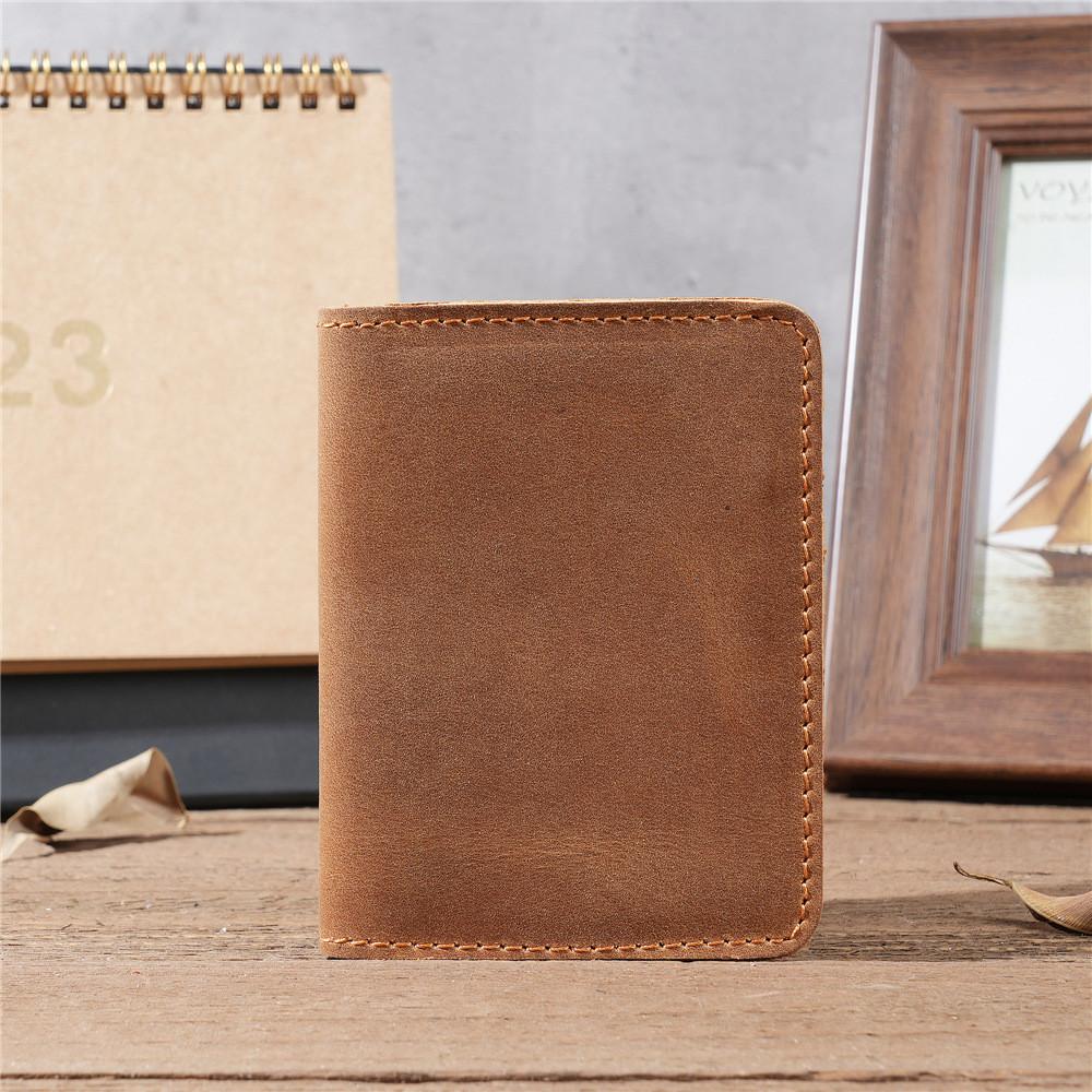 Original Real Leather Mini Card Holder Crazy Horse Leather Driver's License Holder Retro Brown & Coffee Minimalist Card Bag 4 Slots