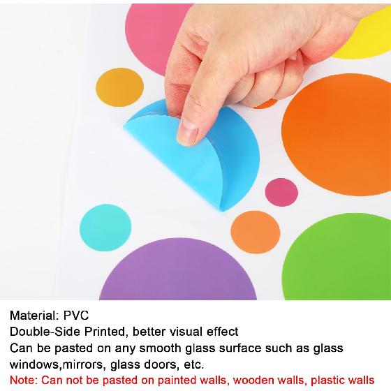 Whaline 9 Sheets Polka Dots Window Clings Back to School Colorful Circle Dots Window Stickers Large Small Round Polka Dot Double-Sided Windows Decals