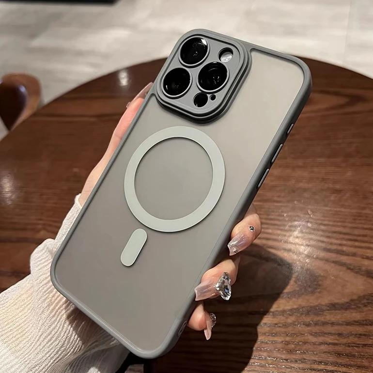 Luxury Magsafe Matte Transparent Phone Case For iPhone 11 12 13 14 15 16 Pro Max Plus Magnetic Clear Bumper Cases Cover