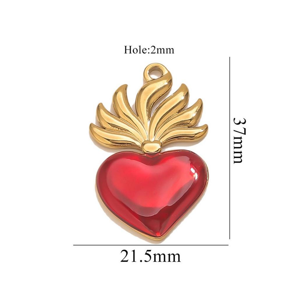 1 Piece 304 Stainless Steel Pendant Charm Red Heart Enamel 18K Gold Plated For DIY Necklace Bracelet Jewelry Making Findings