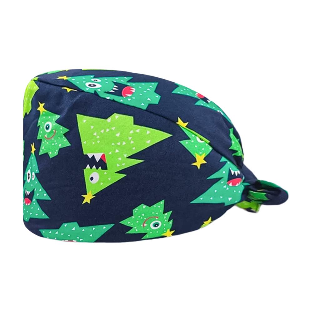 Cute Christmas Cartoon Surgical Cap - Comfortable Cotton Dustproof Head Cover for Chefs & Nurses