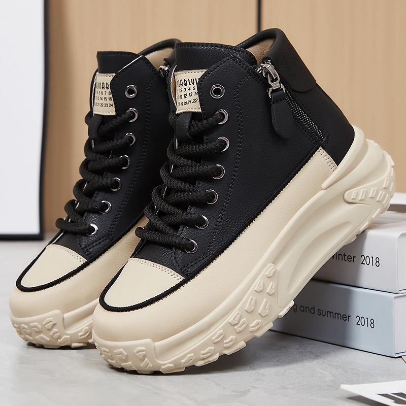 

Женские модные кроссовки с высоким верхом: Толстая подошва, увеличивающая рост, мягкая и удобная для универсальной повседневной носки. 42 чёрный