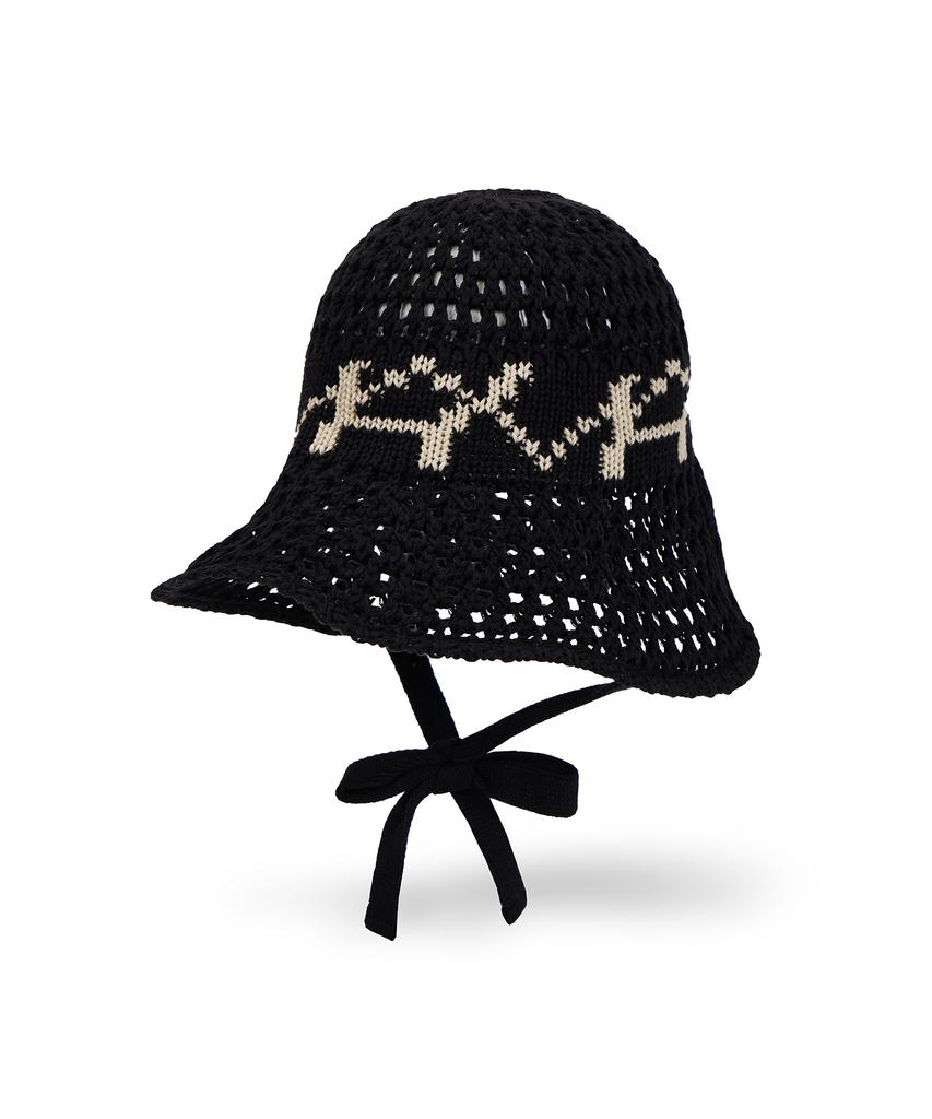 Bajal Va Digital Logo Punching Bonnet Hat Black