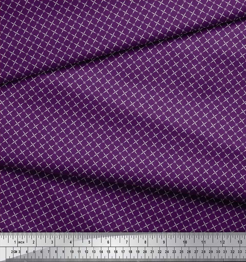 Soimoi Japan Crepe Satin Fabric Geometric Small Print Fabric by Metre 42 Inch