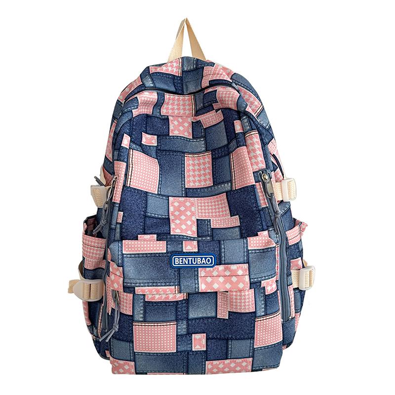 

Шкільний жіночий рюкзак у клітку великої ємності. Рюкзак для учнів середньої школи