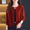 Women's Solid Color Wool Jacquard Long Sleeve Cardigan Sweater