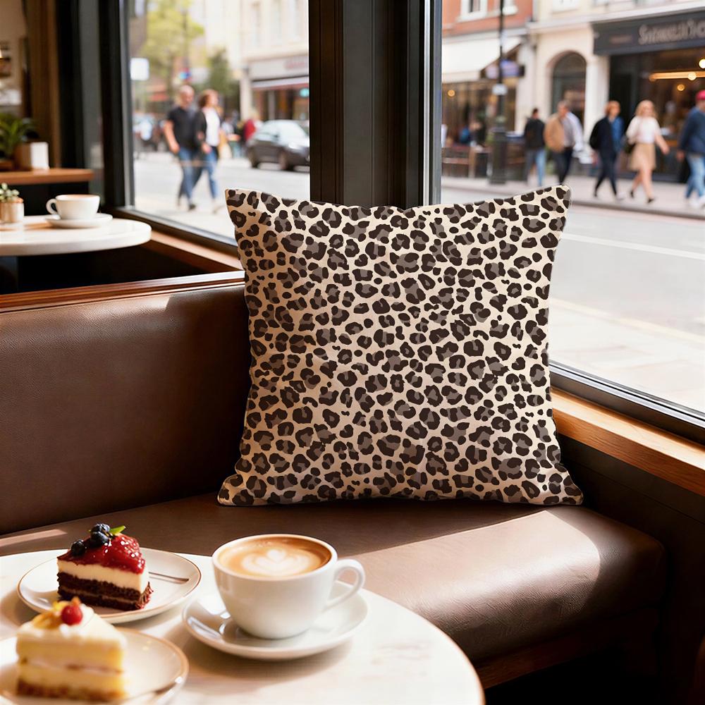 Leopard print pattern Cushion Cover Set of Short Plush Pillow Covers for Sofa Soft Cushion Case