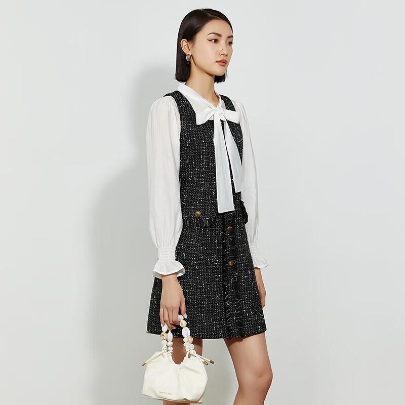 Minikleid im französischen Stil mit langen Ärmeln und Zweiteiler-Optik