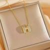 Gold Plated Copper H Letter Shiny Zircon Clavicle Necklace For Women