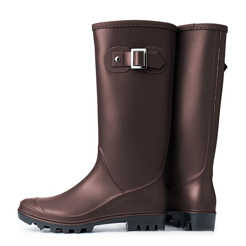 Waterproof Rain Boots Women Adult High Tube Buckle Long Tube Water Shoes Autumn