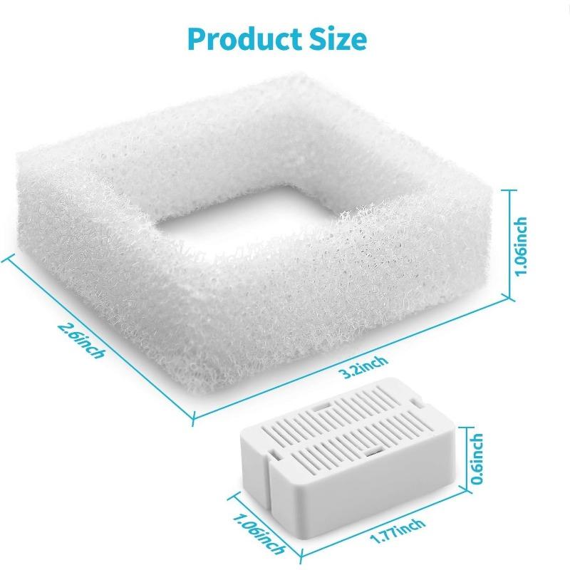 Cat Water Fountain Replacement Filters, 8 Pack Cat Fountain Carbon Filters and 2 Pack Foam Filters for Cat Water Fountain