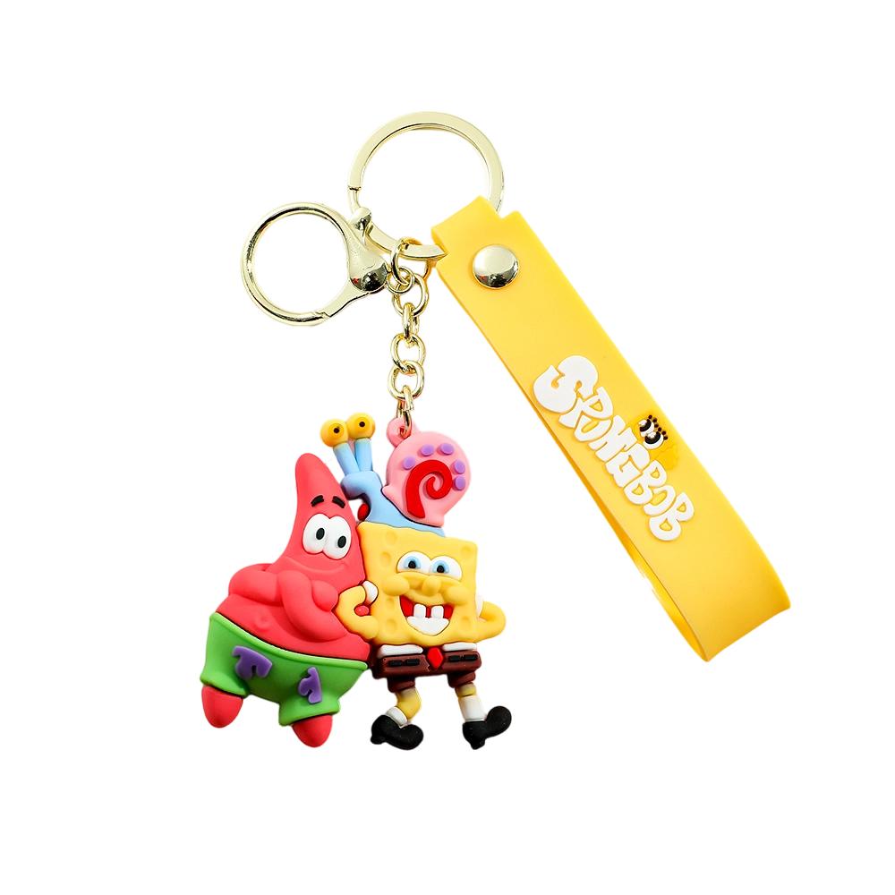 SpongeBob SquarePants Character Keychain Set - SpongeBob, Patrick, Squidward PVC Figures & Metal Rings, Bag Charm Christmas Gift