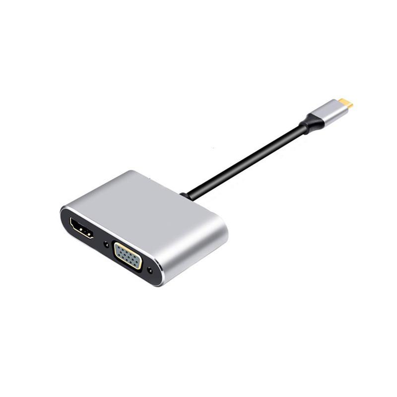 Docking Station Laptop Monitor 4K High-Definition Adapter Gold Plated Type-C Hub PD/USB/HD/VGA Four-in-One PVC Manufacture