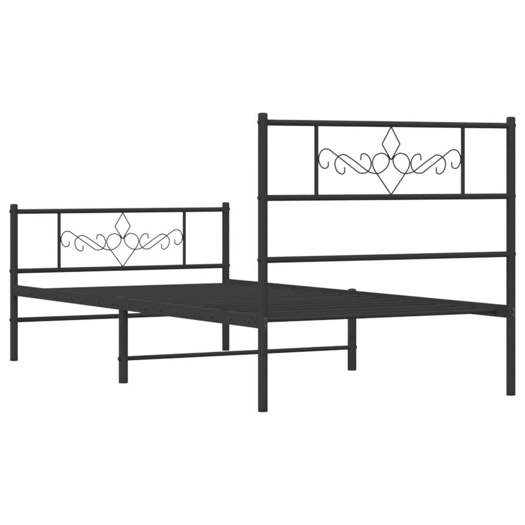 Vidaxl Metalowa Rama Łóżka Z Wezgłowiem I Zanóżkiem, Czarna, 80X200 Cm