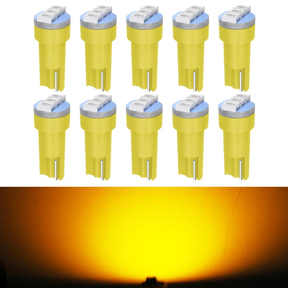 10Pcs T5 Led Bulbs W3W W1.2W Led Canbus Car Interior Lights Dashboard Gauge Warning Indicator Wedge Auto Instrument Cluster Lamp 12V