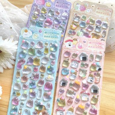 4pcs Sticker Kawaii 3d Relief Crystal Cute Diy Mobile Phone Decoration Stickers Student Hand Account Stationery Gift