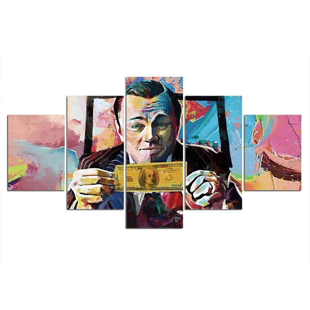 

5 шт. волк с Уолл-стрит современный декор холст настенное искусство 5 шт. фотографии плакат HD печать домашний декор без рамки абстрактная