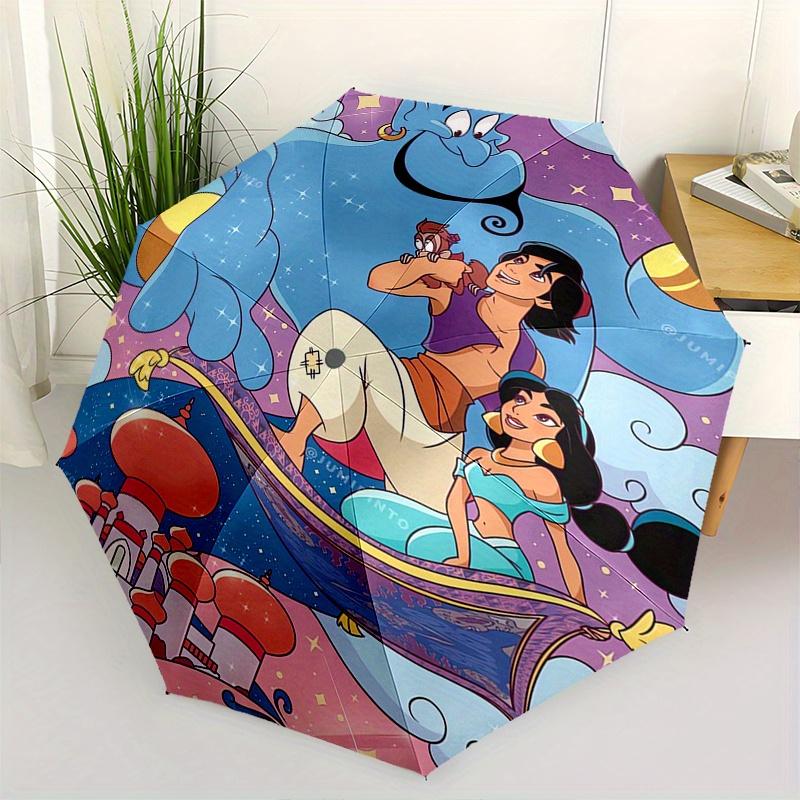 

1pc Genie,Carpet Ride Automatic Folding Umbrella: Compact 8-Bone Design Cartoon Outdoor Travel Companion, Business Umbrella, Christmas Valen