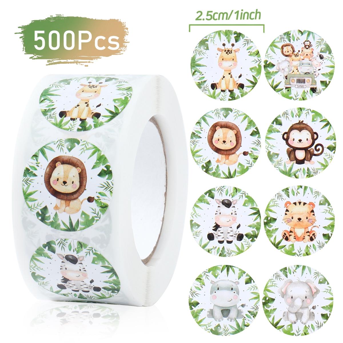 

500pcs Jungle Animal Paper Labels Cartoon Cute Party Stickers for Wedding Baby Shower Birthday Gift Packing Stickers Party Decor