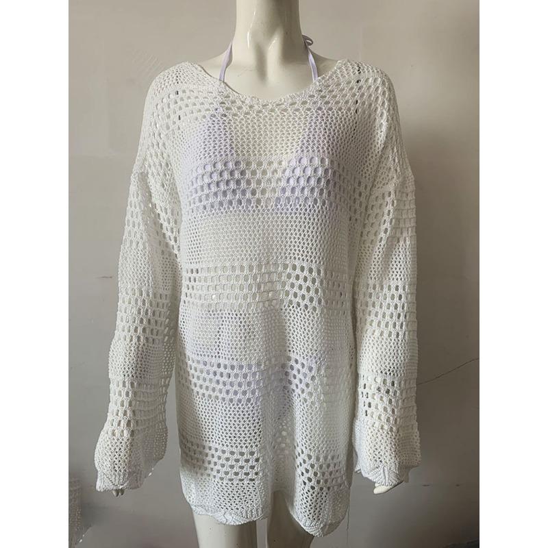 

Пляжная одежда для загара Трикотажные толстовки с капюшоном Женские накидки Длинные рукава Пляжные платья Свободное платье больших размеров XL белый