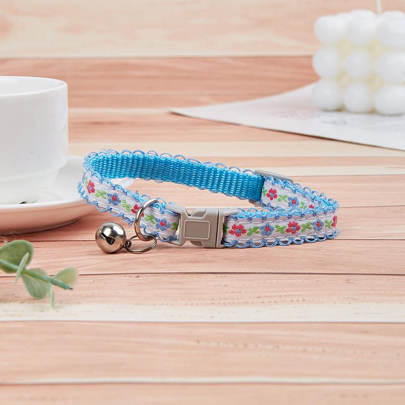 Floral Safety Buckle Collar for Small Dogs & Cats with Bell