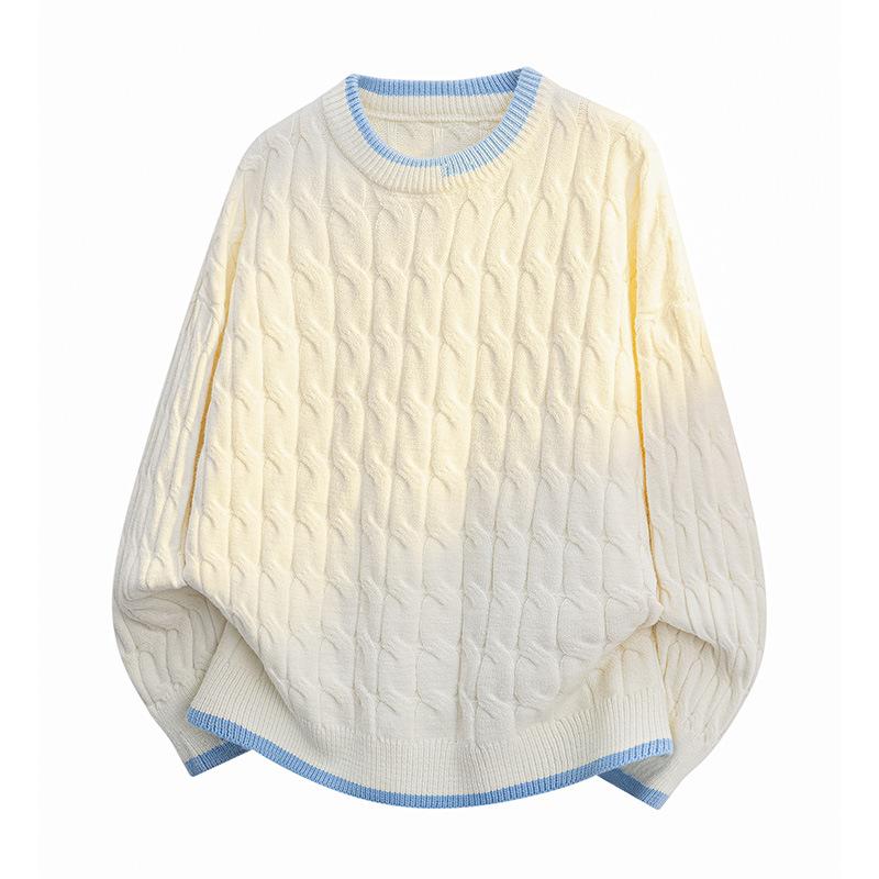 Pullovers Long Sleeves Sweaters Unisex Sweater Round Neck Loose Tide Knit Clashing Stripes Line Clothing Couple Models Round Neck Bottoming Shirt