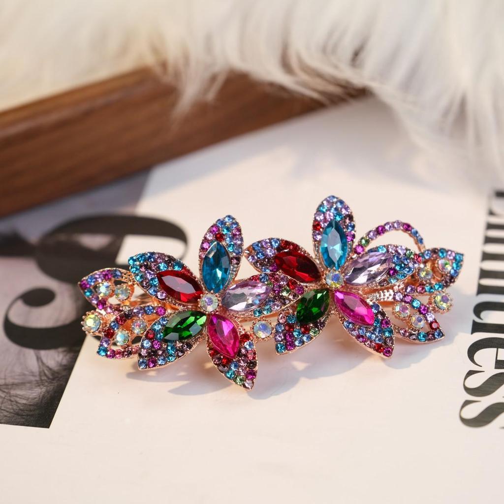 High-End Rhinestone Alloy Hair Clips: Versatile Large Spring Clips for Women's Hair