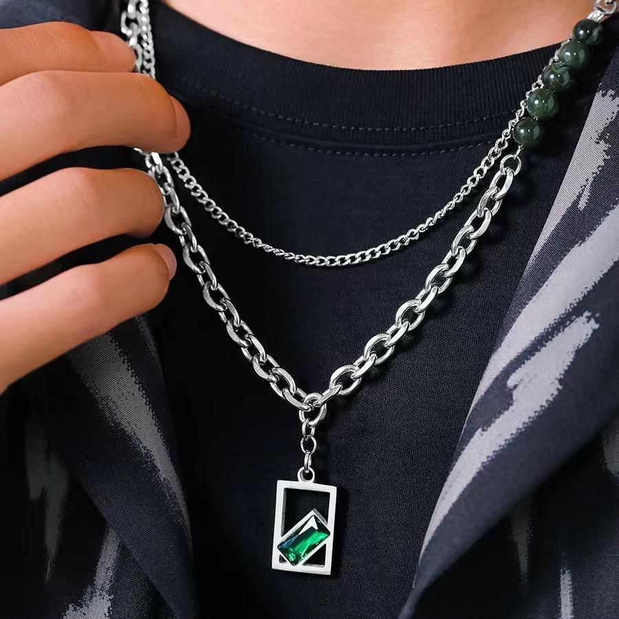 Pearl Necklace Men's Trendy Design Men's Titanium Steel Does Not Fade High Street Ins Trendy Brand Pendant Accessories