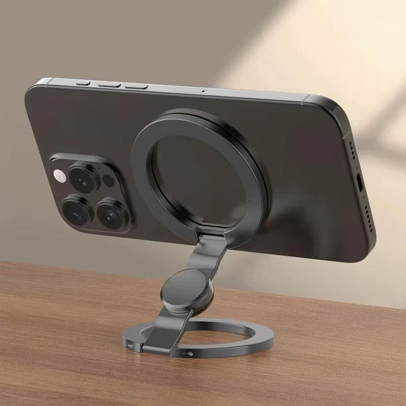 Photos - Holder / Car Charger Foldable Double-Sided Mobile Phone Holder for iPhone 17 16 15 14 13 360° Rotation Stand with Strong Magnet Finger Grip black