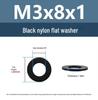 PA66 Nylon Wear-Resistant Flat Insulation Washer, Black & White, Round, Sizes M2-M24