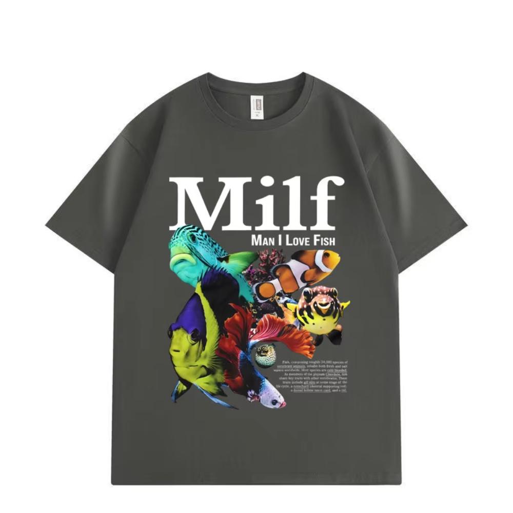 Man L Love Fish Funny Ocean Meme Graphic T Shirts Harajuku Y2k Short Sleeve Tshirts Men Women Clothing Casual Oversized Tshirt