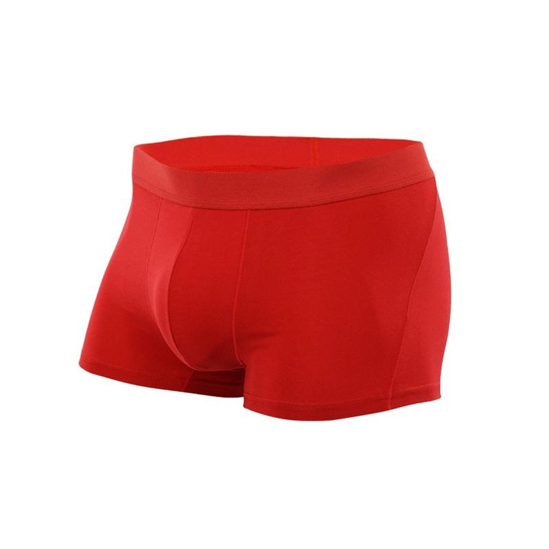 Men's Large Size Boxer Solid Color Mid-Rise Cotton Anti-Abrasion Boxer High Stretch Panties