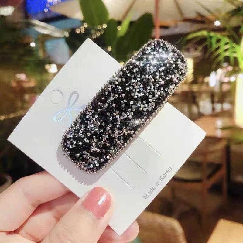 Korean Full Crystal Hairpin Side Hair Ornaments Women's New BB Clips Luxury Fashion Accessories