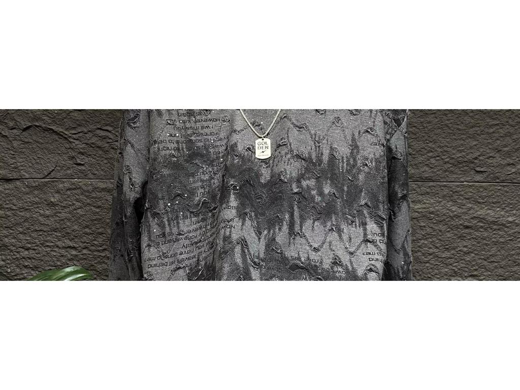 Herren Trendy Glitzer Ripped Hoodie: Lässiges Rundhals-Langarmshirt für Frühling/Herbst