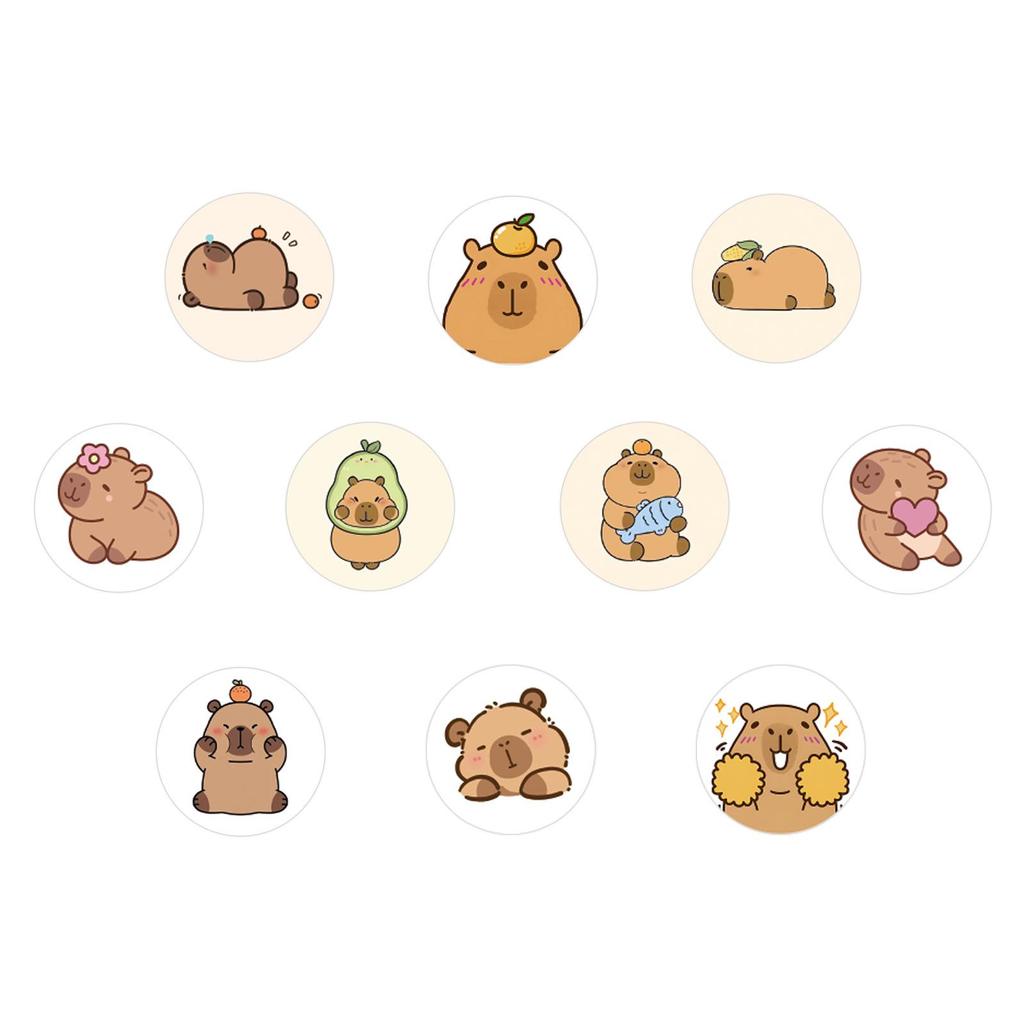Cartoon Capybara Dekorative Siegelaufkleber - 500 Aufkleber/Rolle für Schülerhefte
