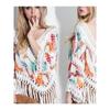 Bohemia Style Spring and Summer New Arrival Fashion V Neck Crocheted Cut Out Stitching Tassel Blouse Loose Sun Protection Outwear Women