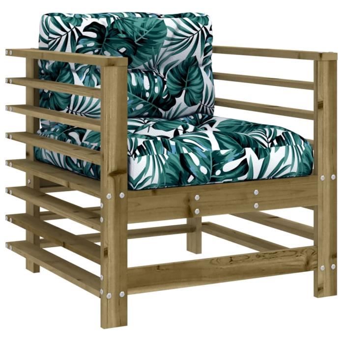 VidaXL Garden Chairs with Cushions Set of 2 Impregnated Pine Wood 825680