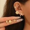 3Pairs/set Beach Style Metal Shell Star Stud Earrings Set for Women Bohemia Gold Starfish Geometric Earrings Ocean Life Zircon
