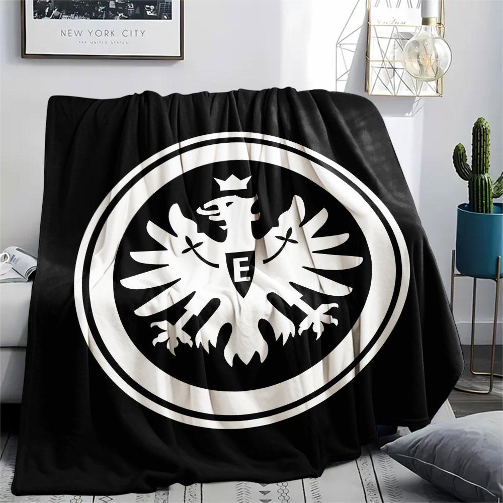 Eintracht Frankfurt FC Bedruckte Flanelldecke, weicher Überwurf für Schlafzimmer Sofa, waschbar, Fußballfan-Merchandise, tolles Geschenk. 80cm x 120cm