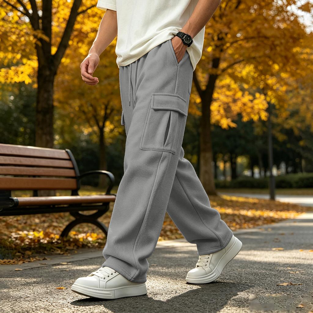 Men's Sweatpants, Casual Loose Fit Straight Leg with Multi Pockets, Plus Size, Everyday Wear
