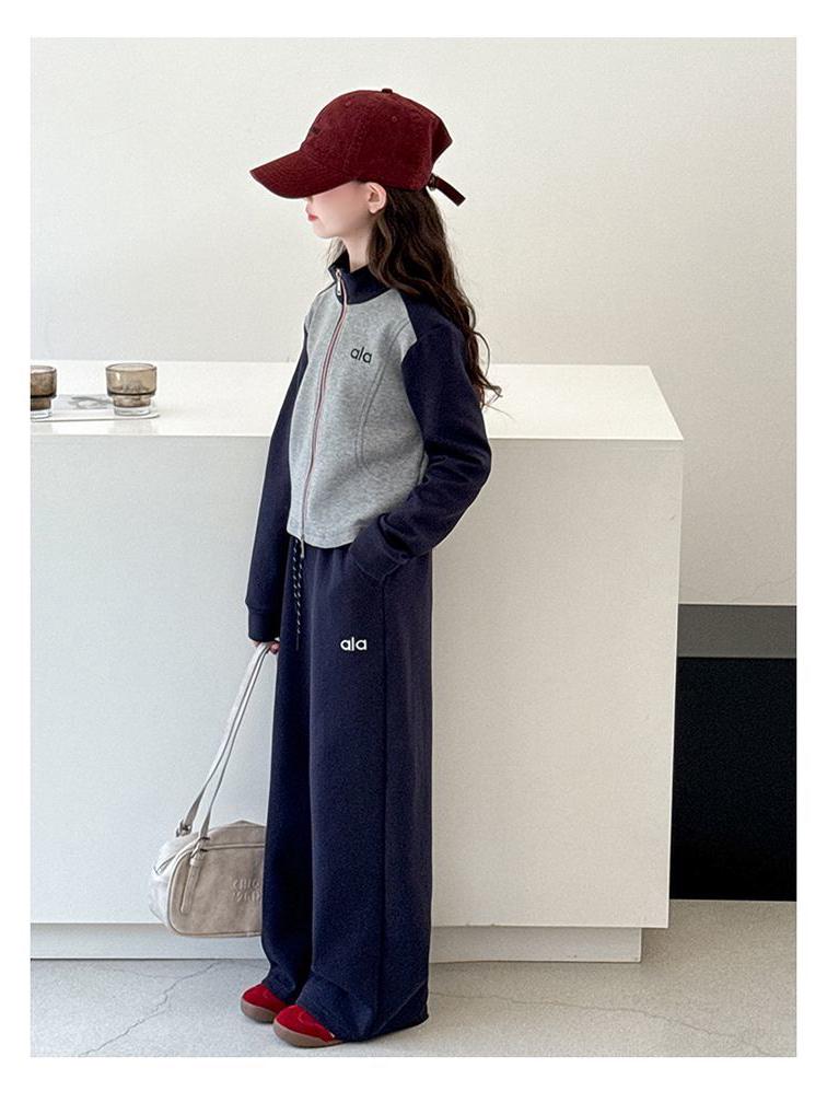 Girls' 2025 Trendy Autumn Outfit: Jacket & Pants Two-Piece Set for Big Kids