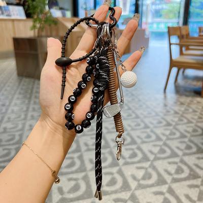 Bag Charm Beads Bag Pendant Handmade Woven Rope Backpack Decoration Keychains Girl's Car Key Ring