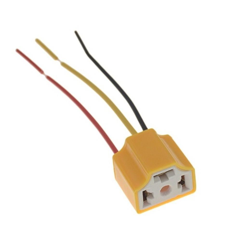 2Pcs 3-Pin Ceramic Harness Plug Ceramic Wiring Harness Adapter Headlight Lamp Socket Auto Headlight