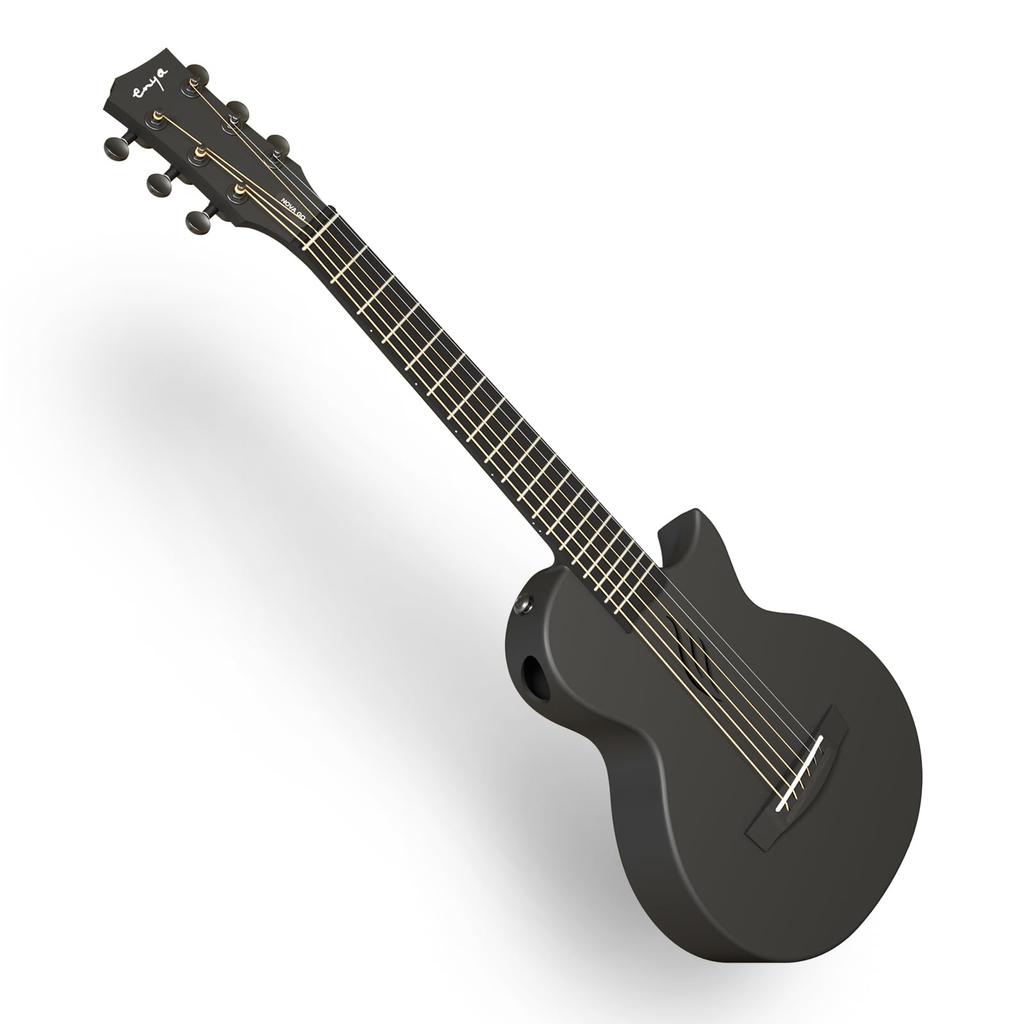 Enya Nova Go Mini Acoustic Guitar, 14-Size Carbon Fiber Mini Guitar Beginner Kit with Guitar Case (Black)