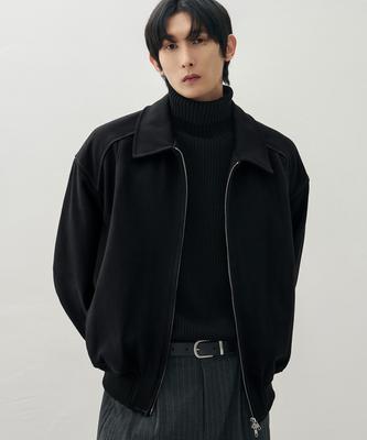 Draw Fit Wool Stadium Line Zip-Up Jacket [Black]