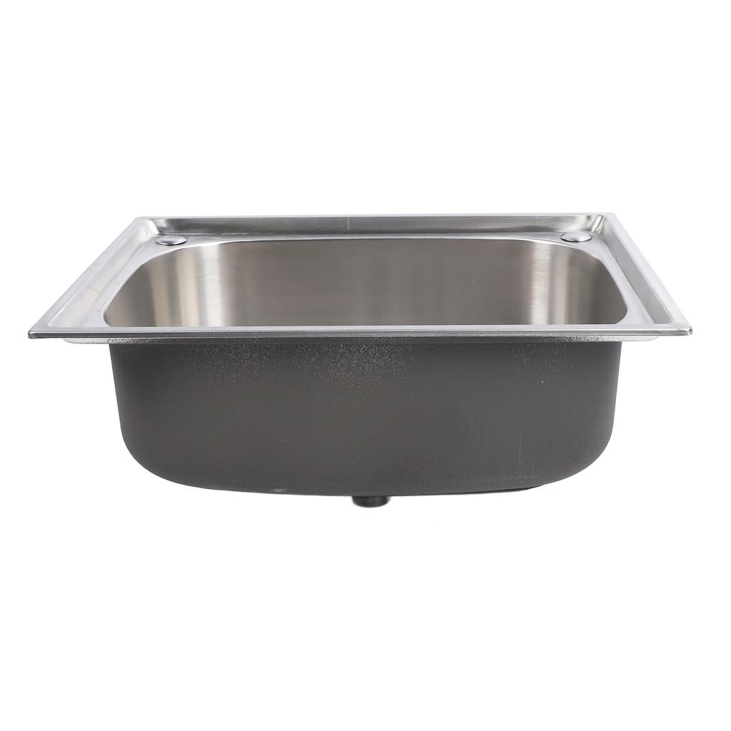 Kitchen Sink Thickened 304 Stainless Steel Top Mount Single Bowl Basin with Drain Kit for Home